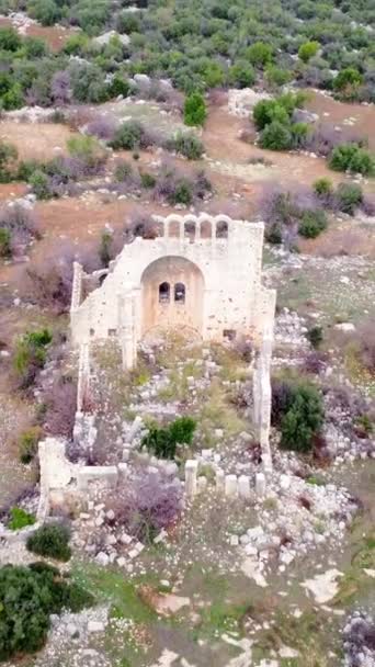 Letecký Pohled Ruiny Okuzlu Dron Zachytí Třílodní Baziliku Okuzlu Shora — Stock video
