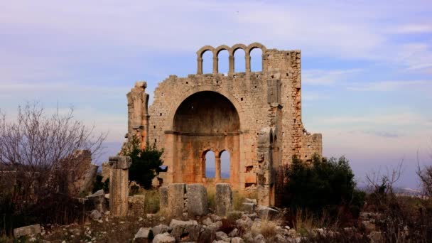 Timelapse Las Ruinas Okuzlu Mostrando Antiguas Casas Poligonales Lisas Piedra — Vídeos de Stock