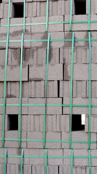 Briques Sur Palettes Sur Chantier Construction Palette Briques Empilées Fond — Video