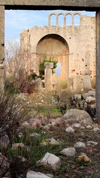 Reruntuhan Okuzlu Dari Periode Helenistik Sampai Bizantium Menampilkan Kekayaan Arkeologi — Stok Video