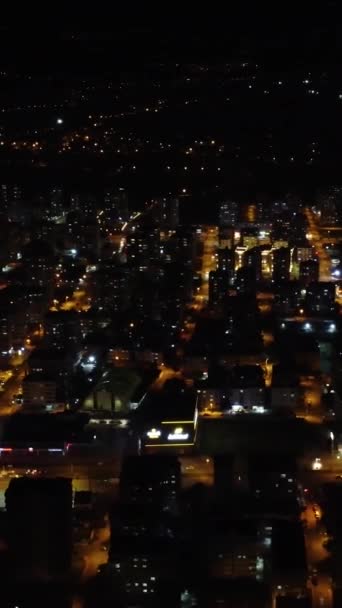 Panorama Nocy Mersin Świeci Światłami Miejskimi Ukazując Światła Miejskie Przed — Wideo stockowe