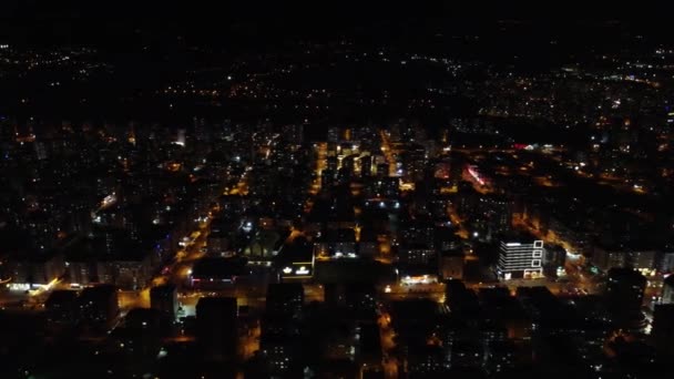マリンズの夜のパノラマは街灯で輝き 街灯が街の景色を美しく照らしています 高品質の4K映像 — ストック動画