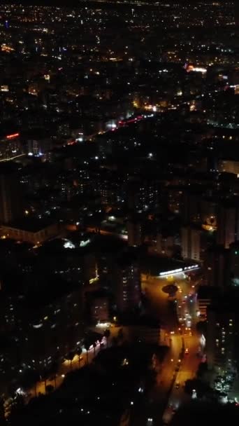 Die Beleuchtete Stadt Mersin Funkelt Der Nacht Und Bietet Beleuchtete — Stockvideo