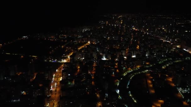 Mersin Noci Odhaluje Architekturu Světle Architekturou Utvářející Obzor Architekturou Zvýrazněnou — Stock video