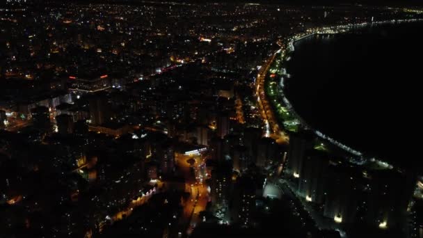 Mersin Cidade Iluminada Brilha Noite Mostrando Vistas Iluminadas Cidade Mersin — Vídeo de Stock