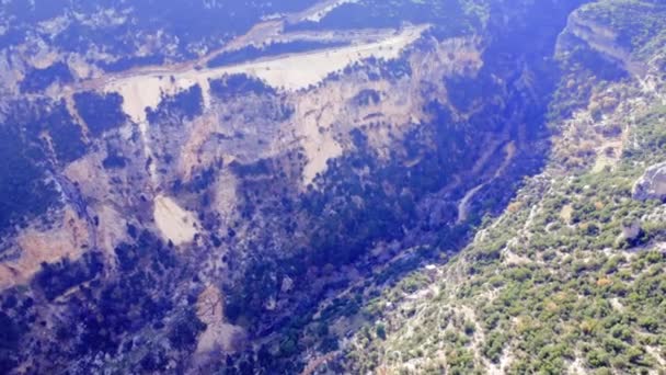 体验高山上空的无人机飞行 捕捉峡谷 森林岩石全景和峡谷 探索峡谷 揭示大自然崎岖的美丽 沉浸在全景视图中 — 图库视频影像