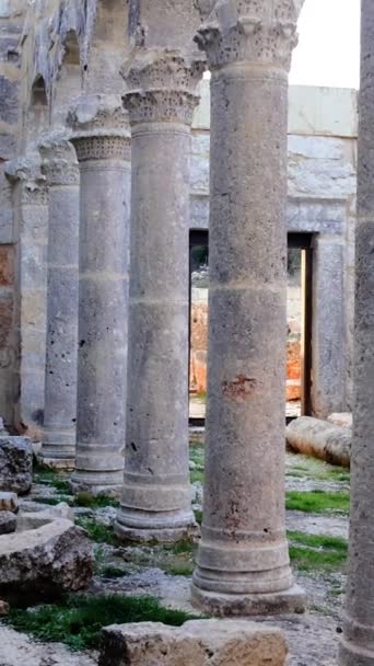 Iglesia Cambazli Ruinas Del Siglo Arqueología Historia Anatolia Columnatas Conservadas — Vídeos de Stock