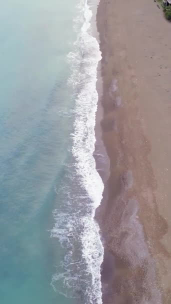 Drone Strand Zee Kustlijn Bij Schemering Mersin Turkije Drone Vangt — Stockvideo