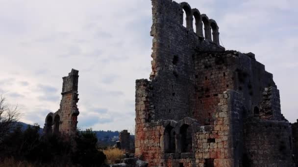 Местность Окузлу Простирается Эллинистических Византийских Времен Показывая Археологические Старые Руины — стоковое видео