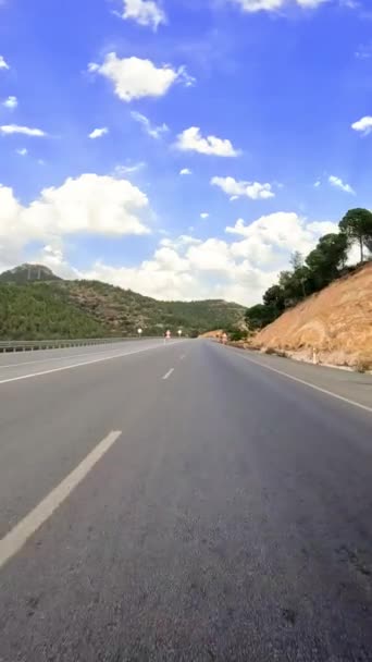 Experience Road Trip Mountains Cars Perspective Asphalt Road Winding Natural — Stock Video