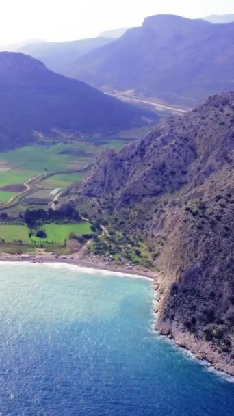 Aerial View Reveals Hidden Beach Turkeys Valley Mediterranean Meets Hidden — Stock Video