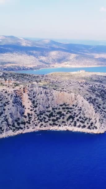 Aerial Video Captures Mountain Seascape Blend Turkey Bay Harmony Mountain — Stock Video