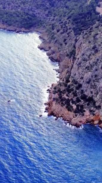 Aerial View Turkey Bay Shows Mountain Mediterranean Sea Meeting Landscape — Stock Video