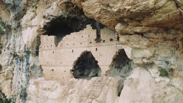 Drone Yüzyıl Doğu Roma Mparatorluğu Dayanan Katlı Antik Hristiyan Kaya — Stok video