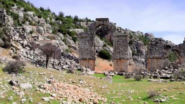 Video Panoramico Olba Turchia Presenta Archeologia Antiche Rovine Filmato Cattura — Video Stock