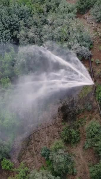 Вид Дрон Захоплює Вибухові Труби Втрату Води Зеленому Каньйоні Повітряні — стокове відео