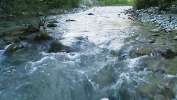 Záběry Záběrů Skalnatého Potoka Zachycují Čisté Vody Stream Letecký Pohled — Stock video