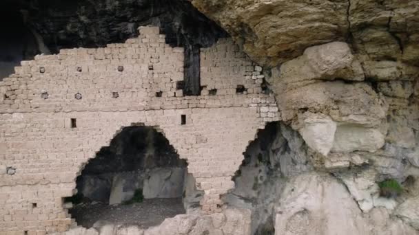 Drone Footage Showcases Ancient Christian Rock Church Architectural Relic Dating — Stock Video