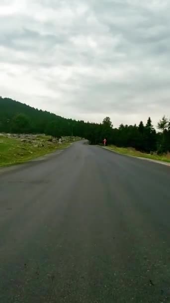 First Person View Captures Mountain Landscape Narrow Road Driving Footage — Stock Video