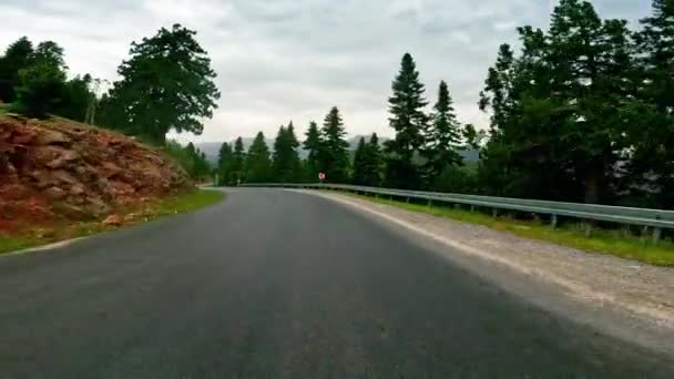 First Person View Captures Journey Mountain Road Winding Ahead Footage — Vídeo de Stock