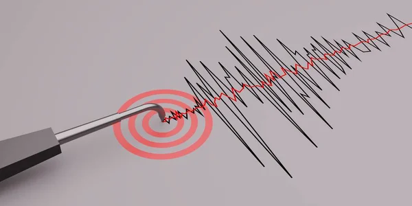 Seismograaf Met Blanco Papier Actie Aardbeving Signaal Symbool Locatie Rendering — Stockfoto