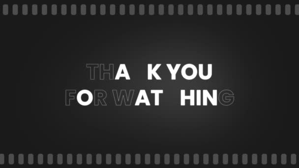 Animated Thank You Watching Text Film Roll Background Flicker Text — Stock Video