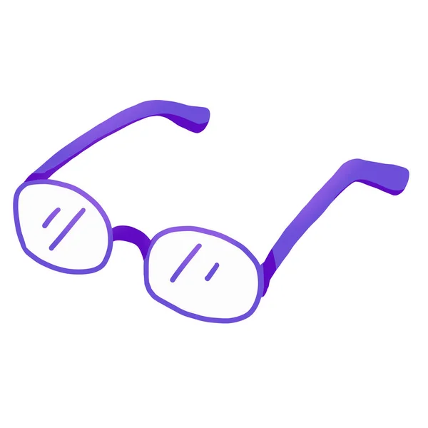 紫色塑料眼镜 手绘卡通风格 无背景 — 图库照片