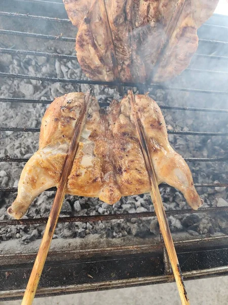 Grilled Chicken Roasting Chicken Street Food Isan Food — Stock Photo, Image