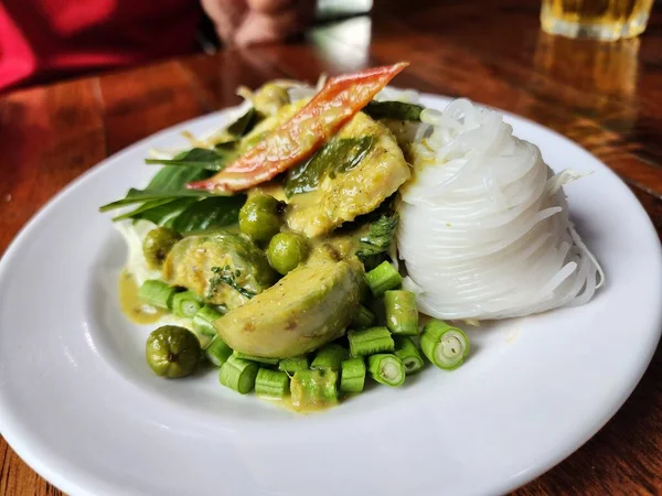 stock image Rice Noodles with Chicken Green Curry Paste