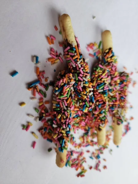 Rainbow Stick Cookies Cookies Dessert Sweet Stick — Stock Photo, Image