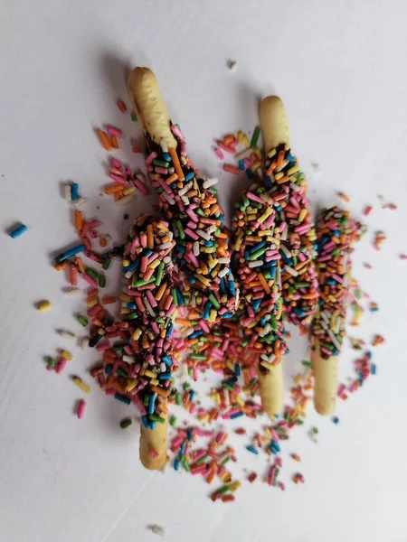 レインボースティッククッキーデザート甘いスティック — ストック写真