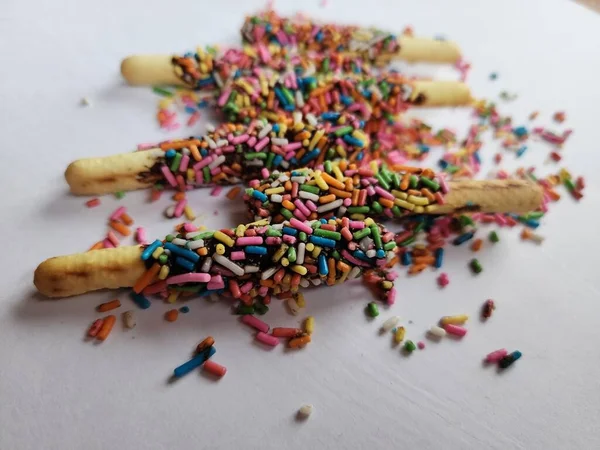 Rainbow Stick Cookies Cookies Dessert Sweet Stick — Stock Photo, Image