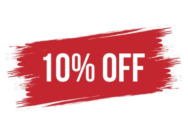 Fırça biçimi% 10 indirimli kırmızı vektör gösterimi beyaz arkaplanda izole edildi