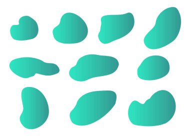  Sıvı renkli gradyan şekiller beyaz arkaplanda izole edildi