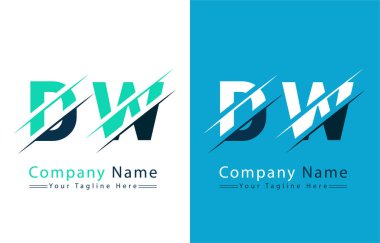 DW Harf Logosu Tasarımı Konsepti. Vektör Logosu İllüstrasyonu