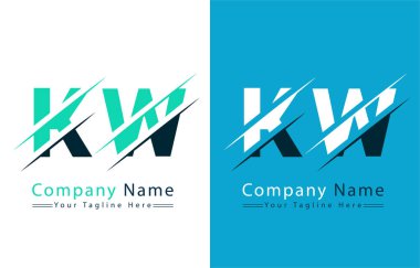 KW Harf Logo Tasarım Şablonu. Vektör Logosu İllüstrasyonu