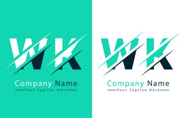 WK Harf Logo Vektörü Tasarım Şablonu Elemanları