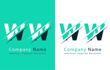 WW Harf Logo Vektör Tasarım Şablonu Elemanları