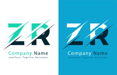 ZR Harf Logo Vektörü Tasarım Şablonu Elemanları