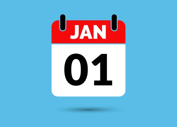 1 Ocak Takvim Tarihi Düz Simge Gün 1 Vektör İllüstrasyonu