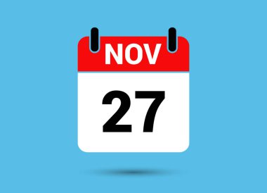 November 27 Calendar Date Flat Icon Day 27 Vector Illustration clipart