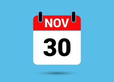 30 Kasım Takvim Tarihi Düz Simge Günü 30 Vektör İllüstrasyonu