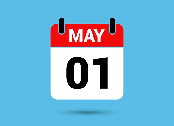 1 Mayıs Takvim Tarihi Düz Simge Gün 1 Vektör İlülasyonu