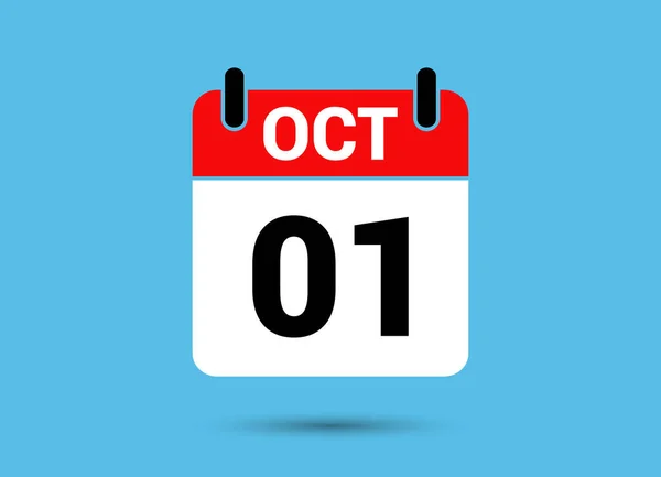 1 Ekim Takvim Tarihi Düz Simge Gün 1 Vektör İlülasyonu