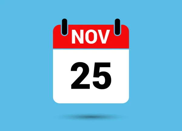 25 Kasım Takvim Tarihi Düz Simge Günü 25 Vektör İllüstrasyonu
