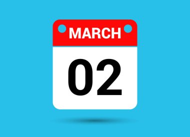 2 Mart Takvim Tarihi Düz Simge Gün 2 Vektör İlülasyonu