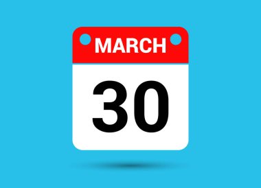 30 Mart Takvim Sabit Tarih Simgesi Gün 30 Vektör İllüstrasyonu