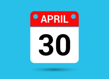 30 Nisan Takvim Tarihi Düz Simge Günü 30 Vektör İllüstrasyonu