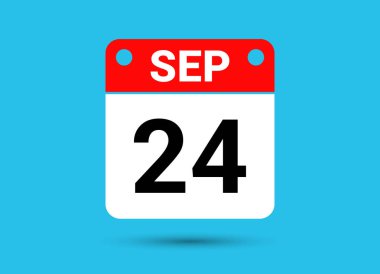 24 Eylül Takvim Tarihi Düz Simge Gün 24 Vektör İlülasyonu