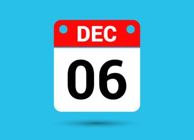 December 6 Calendar Date Flat Icon Day 6 Vector Illustration clipart